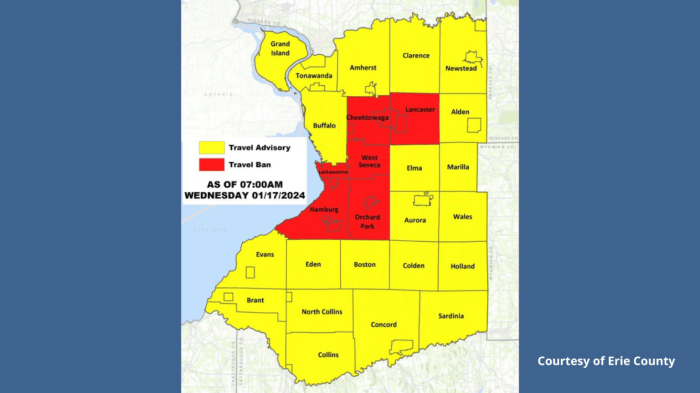 Erie county travel ban map